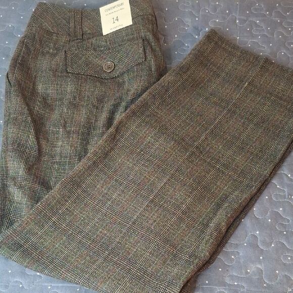 Cato Contempary Plaid Trousers in Gray and Brown size 14 NWT - Picture 1 of 6